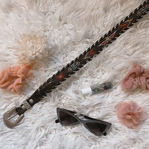 Vintage Al Beres Genuine Leather Native American Beaded Belt Size 28